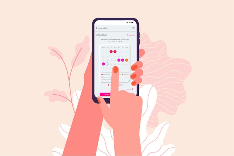 celular com calendario menstrual